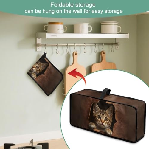 Funny Cat Long Slot Bread Machine Cover with Handle - Dustproof Kitchen Protector