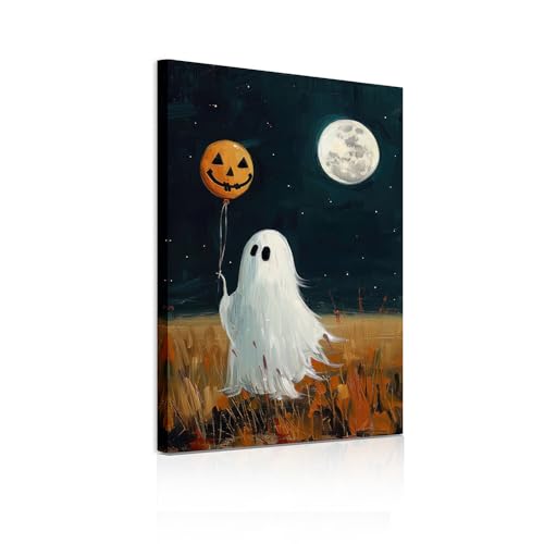 Halloween Ghost Canvas Wall Art - Moon Walk Variation 32x24 Inches
