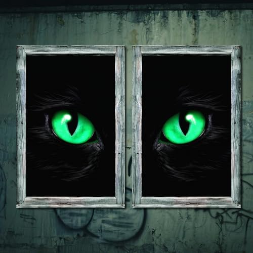Halloween Black Cat Window Curtains - Spooky Decor for Home & Party
