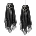Halloween Hanging Skeleton Skull Decor Set - Black Ghost and Grim Reaper Props