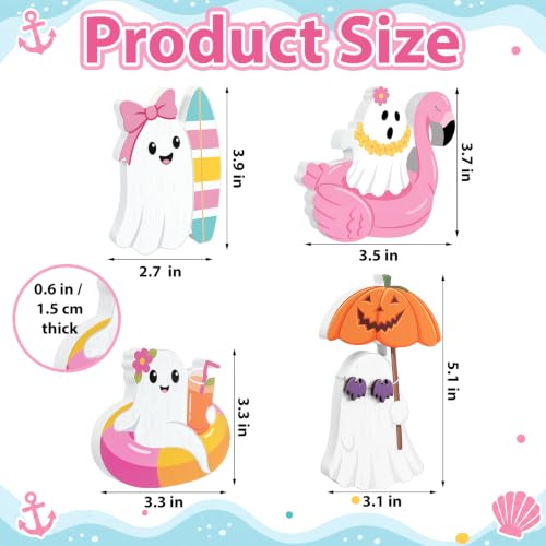 Pink Halloween Ghost Wooden Signs Set - Ghost Variation for Tiered Tray Decor