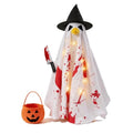 Halloween Porch Goose Costume Set with String Lights - Ghost Variation for 23 Inch Outdoor Decor