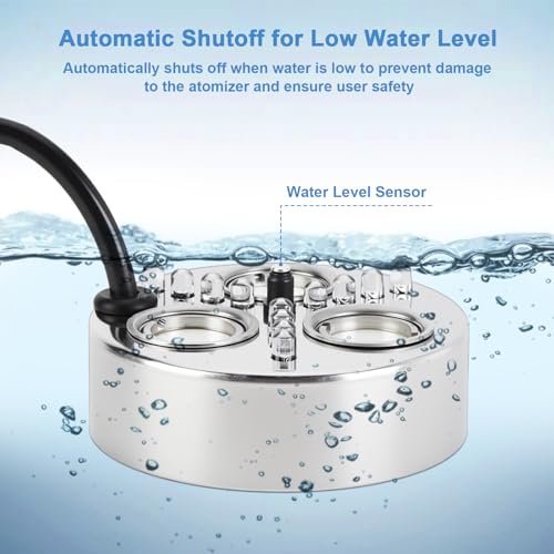 Floating Pond Fogger with LED Lights - 3-Head Ultrasonic Mist Maker 1500ml/h for Water Features & Halloween Decor