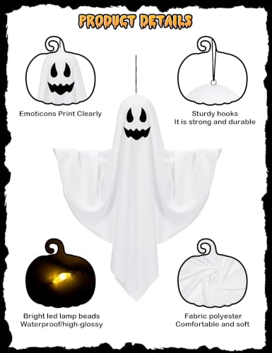 Halloween Hanging Ghost Decorations - 4 Pack Outdoor Indoor Light-Up Spooky Yard Party Decor