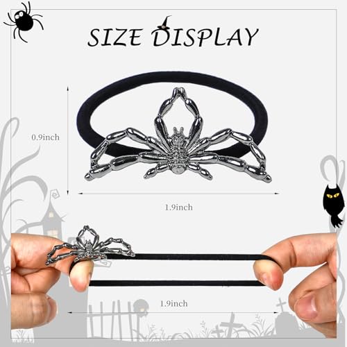Gothic Halloween Hair Ties Set - Skeleton Hand Spider Web Skull Ponytail Holders for Women