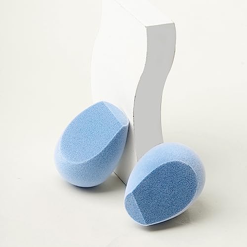 Velvet Blue Makeup Sponge Bundle - Microfiber Dual Layer Blenders, Rounded & Pointed - 4 Pack