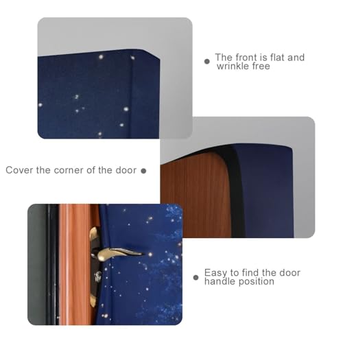Christmas Tree Door Cover - Blue Holiday Door Decor 35x79 In - Stretch Fabric