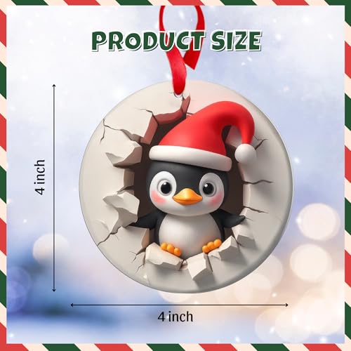 Penguin Christmas Ornament 2D - Cute Animal Holiday Decor, Variation 13