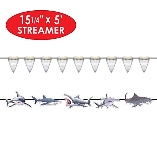 Shark Banners for Under The Sea Party Ocean Beach Decorations 4-Pack