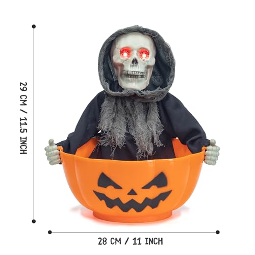 Animated Grim Reaper Halloween Candy Bowl with Sound & Movement - Black