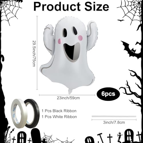 Halloween Ghost Balloons - Ghost-Style Foil Balloon Set with Ribbons - Variation of Ghost-1