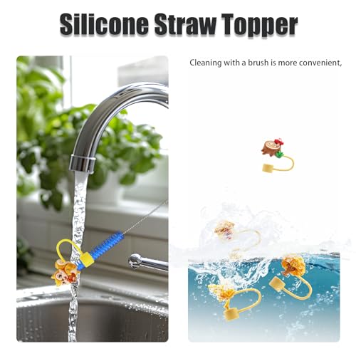Silicone Straw Topper for Stanley 30oz & 40oz Tumblers - Autumn Squirrel Design