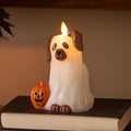 Halloween Ghost Dog Flameless Flickering Candle - 4.1x6 Inches, Safe LED Decor