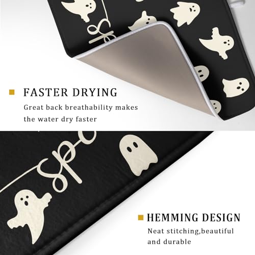 Halloween Ghost Dish Drying Mat 18x24 Inch Reversible Microfiber Kitchen Counter Protector