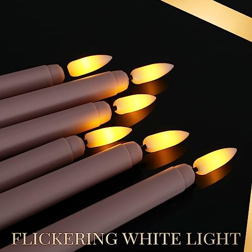 Pink Flameless LED Taper Candles Pack - 11 Inch, Safe Halloween Decor