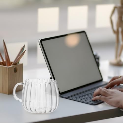 Clear Glass Pumpkin Mug 12oz Halloween Coffee Cup with Handle - Set of 2