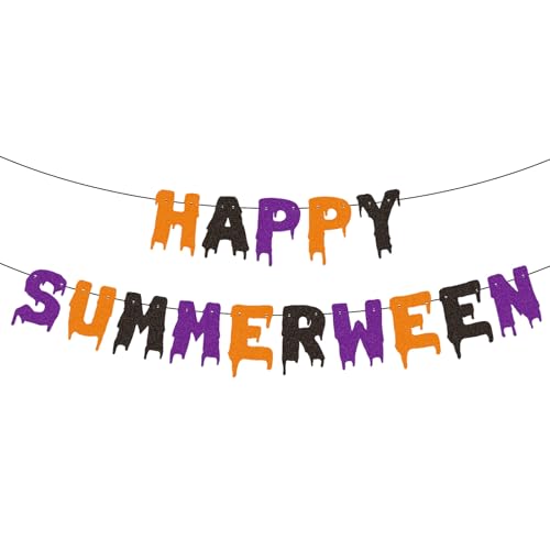 Summerween Banner Set - Glitter Happy Summerween Party Decorations