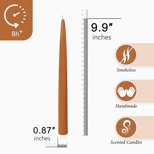 Pumpkin Scented Taper Candles - Orange 10 Inch Long Candlesticks, 4PCS - Fall Decor