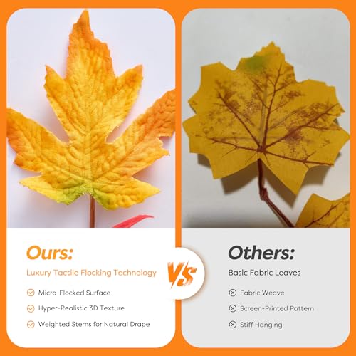 9ft Pre-lit Fall Garland with 50 LED Orange Lights - Waterproof Battery-Operated Autumn Decor - Variation of THIS listing