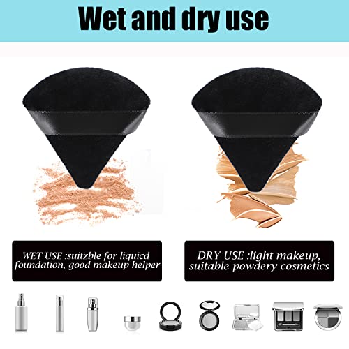 8Pcs Dual Wet Dry Triangle & Round Makeup Powder Puffs - Black Variation