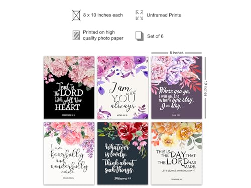 Christian Wall Art Set - Inspirational Bible Verse Quotes for Home & Office Decor - Unframed Prints