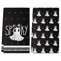 Halloween Kitchen Towels Set of 2 18x26 Inches Spooky Black Ghost Decor