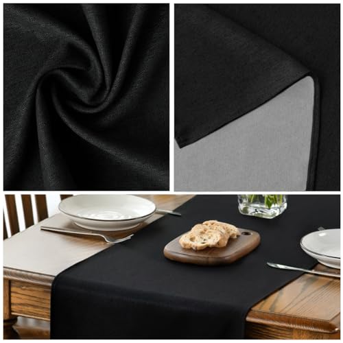 Black Table Runner 13x90 Inch Seasonal Halloween Washable Kitchen & Dining Decor