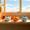Fall Pumpkin Decorations Set of 3 - Resin Pumpkins with Vines & Leaves