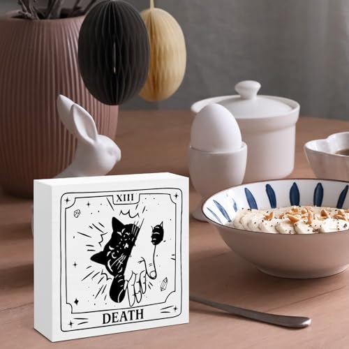 Tarot Cat Decor Wooden Sign - Horrible Death Variation