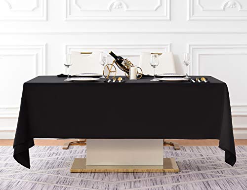 Black 60x102 Inch Rectangular Tablecloth Set - 10 Pack for 6 Foot Tables - Formal & Casual Dining
