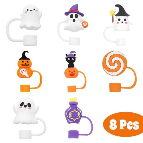 Halloween Silicone Straw Cover Caps for 30oz/40oz Cups - 8 Pack