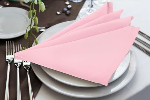 Pink Cloth Napkins Set of 24 - 17x17 Inches, 100% Polyester, Elegant Dinnerware