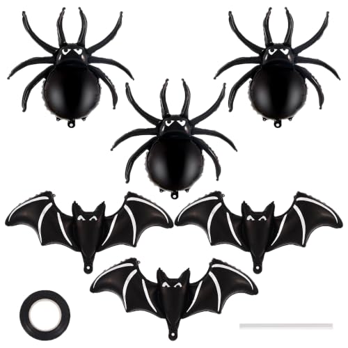Halloween Foil Balloons Set - 33 Inch Spider & 48 Inch Bat Decorations for Parties