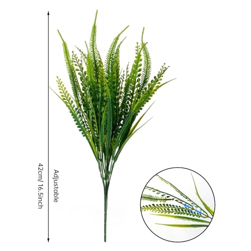 Artificial Boston Fern with Flowers - Outdoor Faux Greenery for Garden Porch Patio Window Box