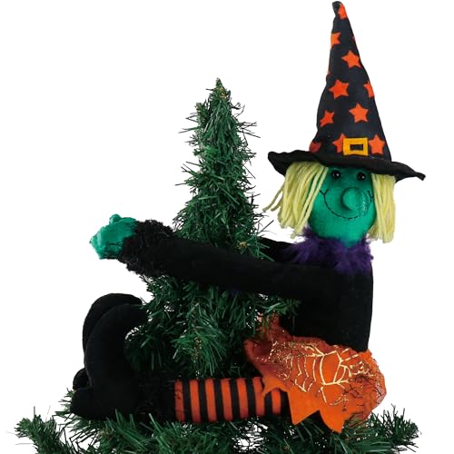 Halloween Witch Tree Topper - Black & Orange Plush Decor for Fall & Halloween - Variation of Halloween