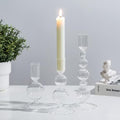 Clear Glass Candlestick Holders Set - 3 Tall Taper Candle Holders with Variation