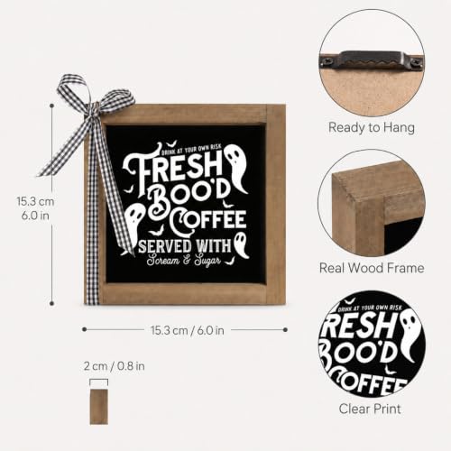 Halloween Coffee Bar Decor Sign Freshly Booed Coffee - Black 2