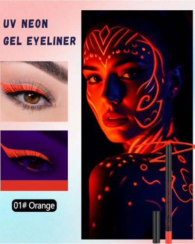 Red UV Neon Eyeliner Pencil - Halloween Rainbow Colored Gel Makeup - B01