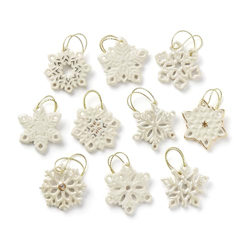 Lenox Snowflake 10-Piece Mini Christmas Hanging Ornament Set - Holiday Decor