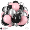 Pink Black Silver Bat Balloons Set - Halloween Latex Party Decorations - Variation: Pink Black Silver