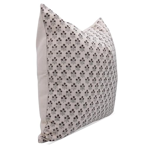 14x14 Inch Block Print Cotton Pillow Cover with Zipper - White & Rust Variations