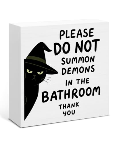 Funny Cat Bathroom Decor - Gothic Indoor Wall Art Sign