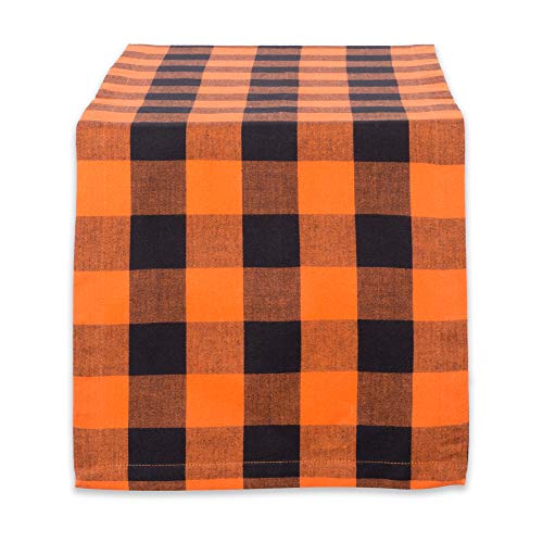 Farmhouse Table Runner 14x72 Inches - Orange & Black Buffalo Check