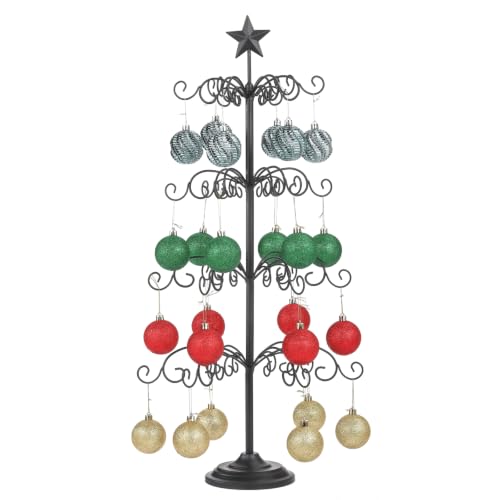 Black 4-Tier Metal Ornament Display Tree Stand for Christmas & Holiday Decor