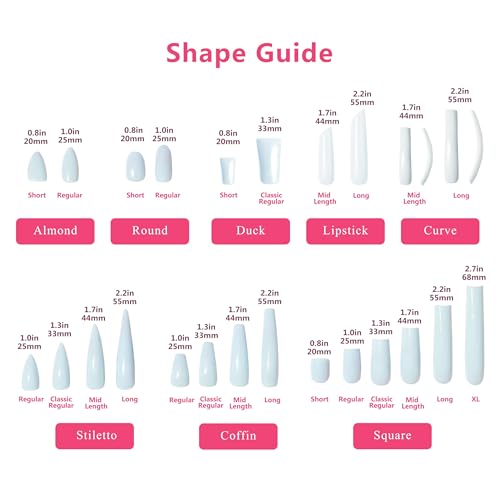 Reusable Square Long Press On Nails with Crystals - Full Cover Fake Nails 2.2 in