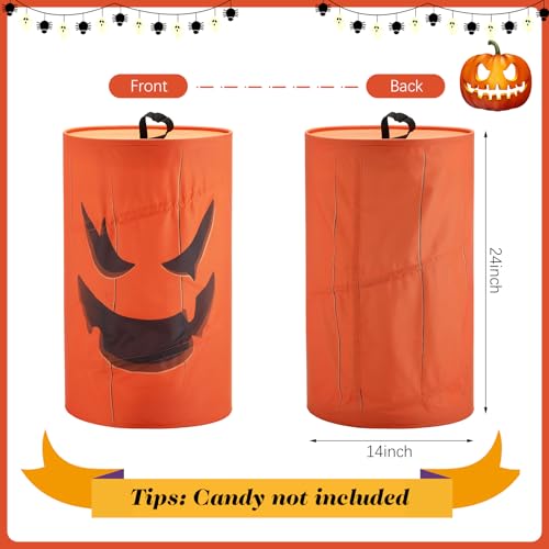 Large Halloween Candy Bucket - 24x14 Inch Pumpkin Ghost Design Trick-or-Treat