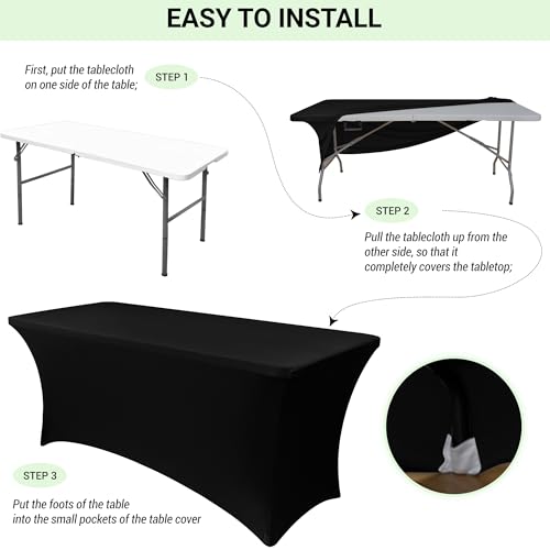 Stretch Spandex Table Cover for Folding Tables - Dark Purple, 6 Ft, 2 Pack