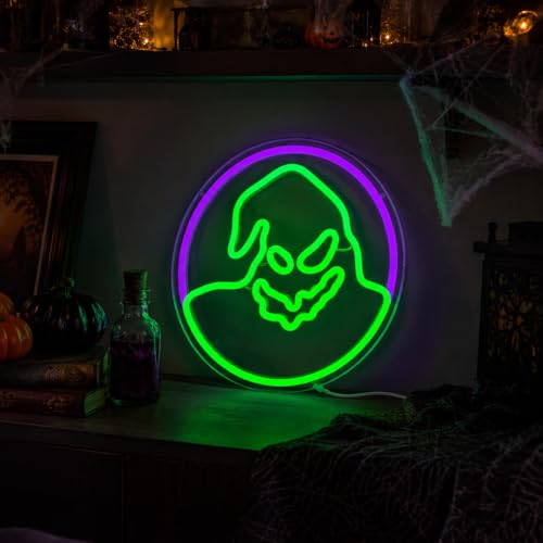 Green Ghost Halloween Neon Sign for Bedroom Wall Decor, Christmas & Party Lights
