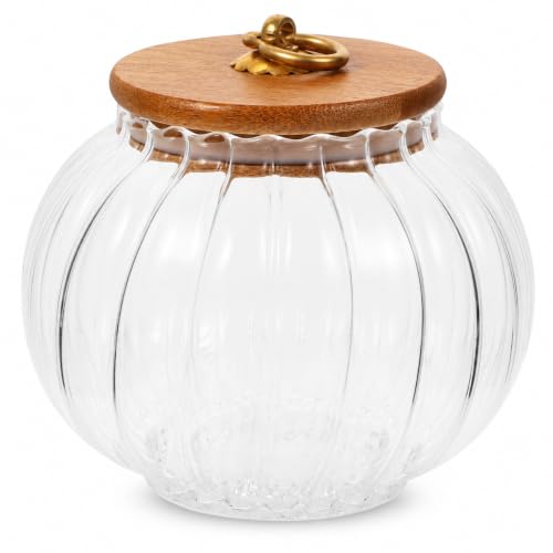 Glass Pumpkin Jar with Lid - 27 Fl Oz Fall Candy Storage Canister