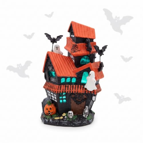 Halloween Haunted Village Decor LED Resin Spooky Town Black